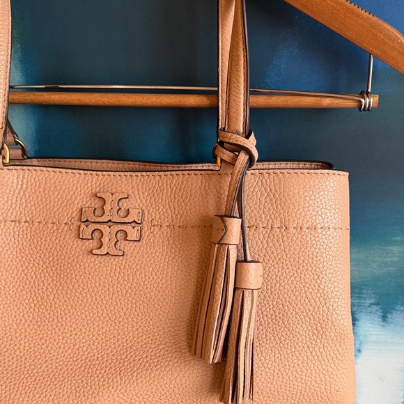 Tory Burch Mcgraw Triple-compartment Tote Devon Sand Nude Pebbled Leather - Picture 3 of 13